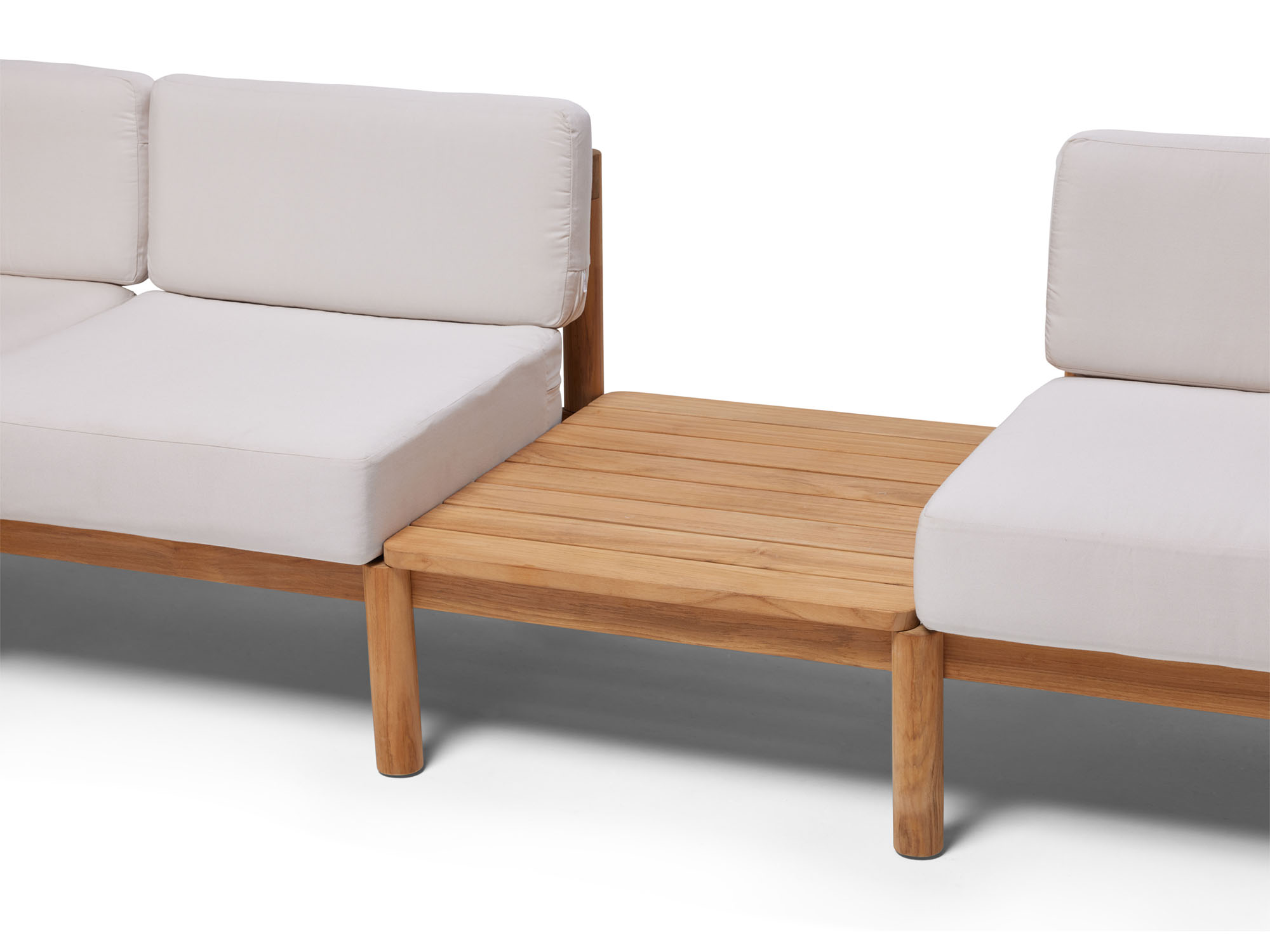 Overhead angle view of wooden outdoor side table